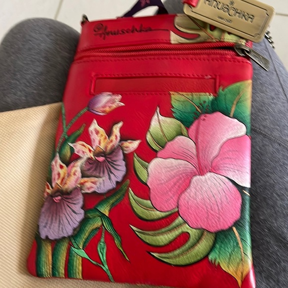 Anuschka Bags Anuschka Island Escape Red Hand Painted Leather Mini